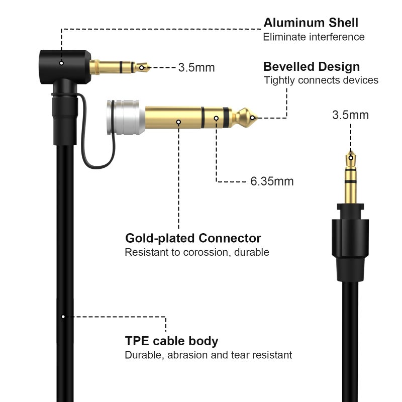 Learsoon Replacement Audio Aux Auxiliary Extension Cable Compatible with Beats by Dr Dre Solo Studio Pro/Detox Edition Headphones (Black) - Image 3